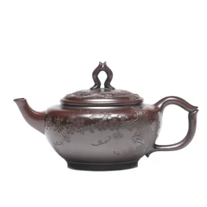Qinquan Handmade Carved Yixing Purple Clay Teapot