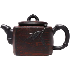 Handmade Junzhu Bamboo Yixing Purple Clay Teapot 350cc