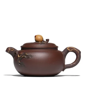Full Handmade Longevity Peach Yixing Zisha Kung Fu Teapot