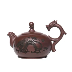 Classic Auspicious Double Dragon Design Yixing Tea Pot