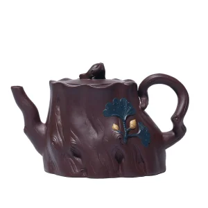 Handmade Ginkgo Tree Root Design Purple Clay Tea Pot