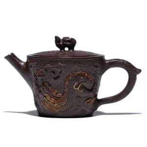 Handcrafted Dragon Wa Style Yixing Purple Clay Teapot 200cc