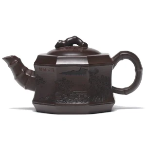 Octagonal Bamboo Segment Yixing Zisha Teapot 360cc