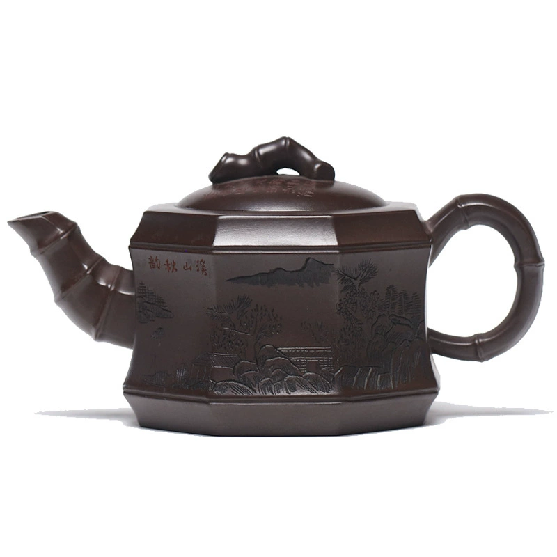 Octagonal Bamboo Segment Yixing Zisha Teapot 360cc