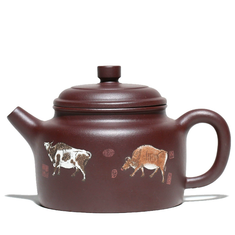 Five Oxen Pattern Dezhong Yixing Zisha Teapot 330cc