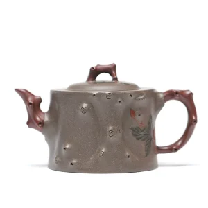 Handmade Magnolia Stump Shape 450cc Purple Clay Teapot