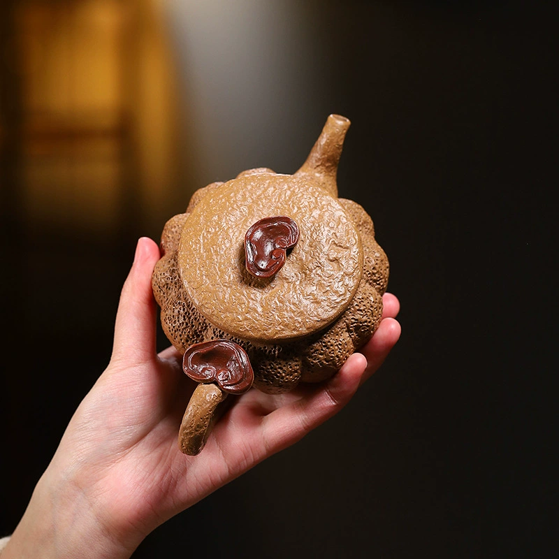 Pure Handcrafted Lingzhi Shape Purple Clay Tea Pot - Image 3