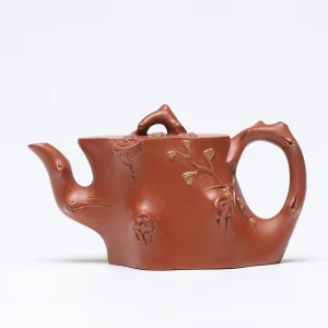 Handcrafted Plum Tree Stump Shape Purple Clay Teapot