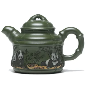 Artistic Painted Bamboo Ding Handmade Zisha Tea Set