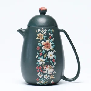 Handmade Floral High Dragon Egg Purple Clay Tea Pot