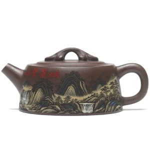 Handmade Ruyi Well Frame Purple Clay Tea Pot