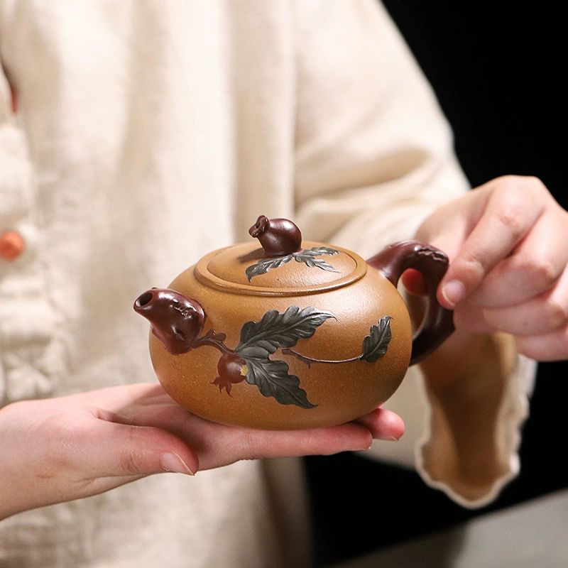 Handcrafted Many Blessings Many Children Purple Clay Teapot - Image 2