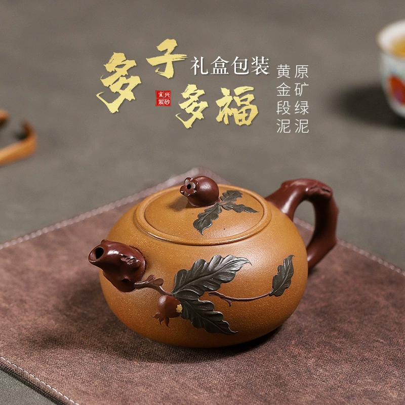 Handcrafted Many Blessings Many Children Purple Clay Teapot - Image 5