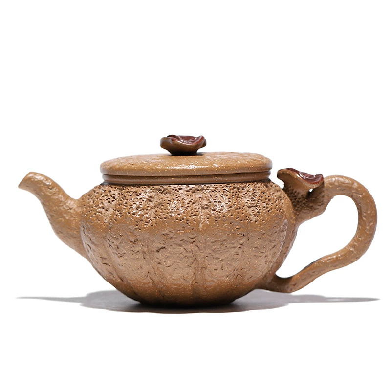 Pure Handcrafted Lingzhi Shape Purple Clay Tea Pot