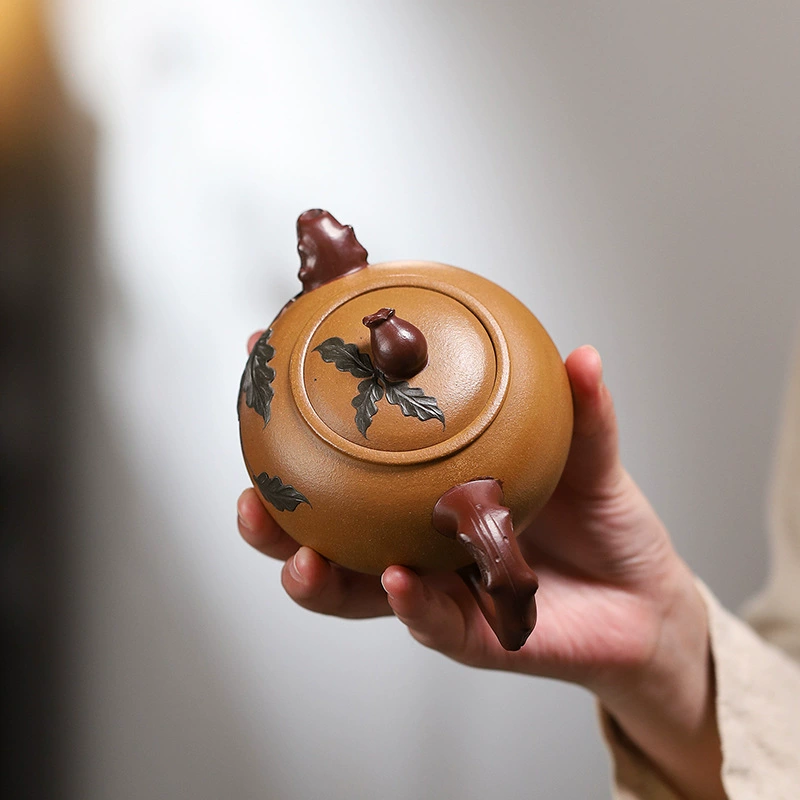 Handcrafted Many Blessings Many Children Purple Clay Teapot - Image 3