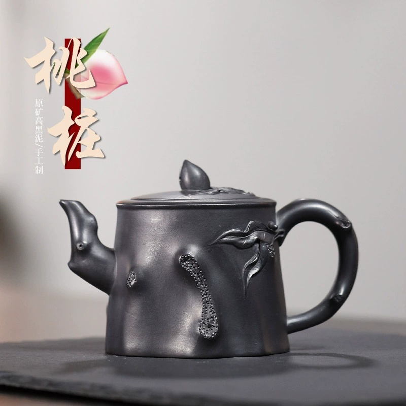 Handmade Peach Stump Yixing Zisha Teapot for Home Use - Image 5