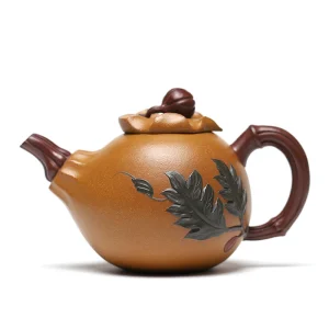 Golden Melon Shape Yixing Zisha Teapot Home Tea Set