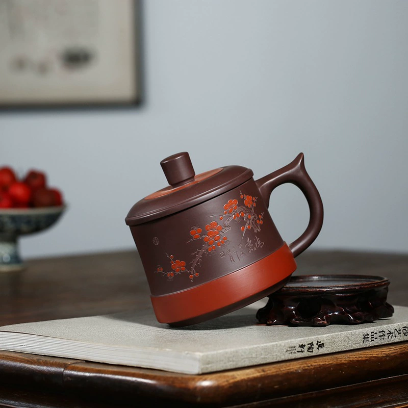 Large Capacity Hand-Painted Plum Blossom Yixing Zisha Teacup - Image 3