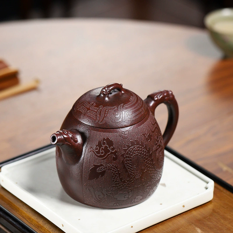 Traditional Cloud Pattern Dragon Qinquan Clay Teapot - Image 4