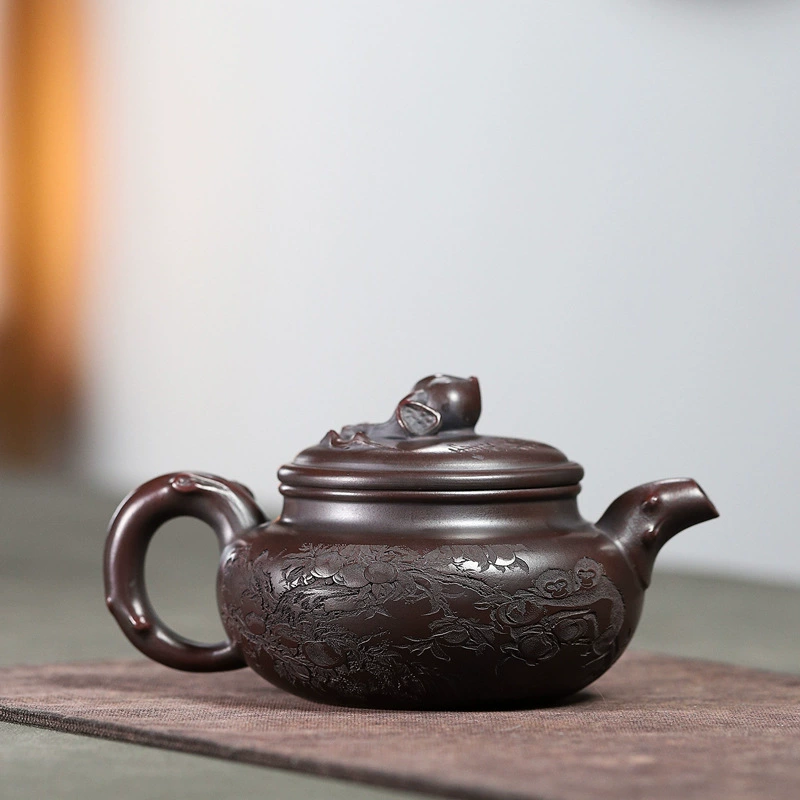 Antique Peach Shaped Zisha Teapot - Image 5