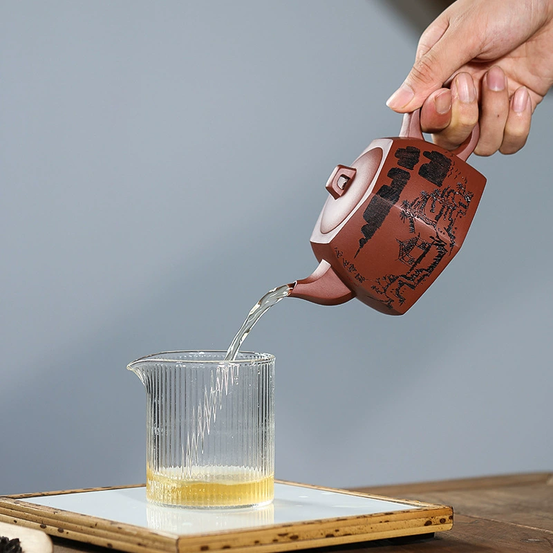 Hexagonal Well Rail Yixing Zisha Teapot Kung Fu Tea Set - Image 2