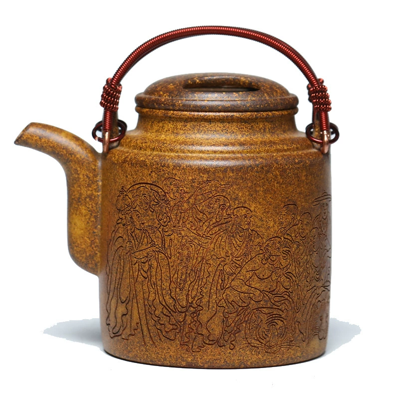 Large Capacity Pure Handmade Yangtong Handle Yixing Zisha Teapot - Image 5