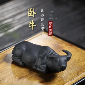 Zisha Lying Ox Figurine for Tea Table