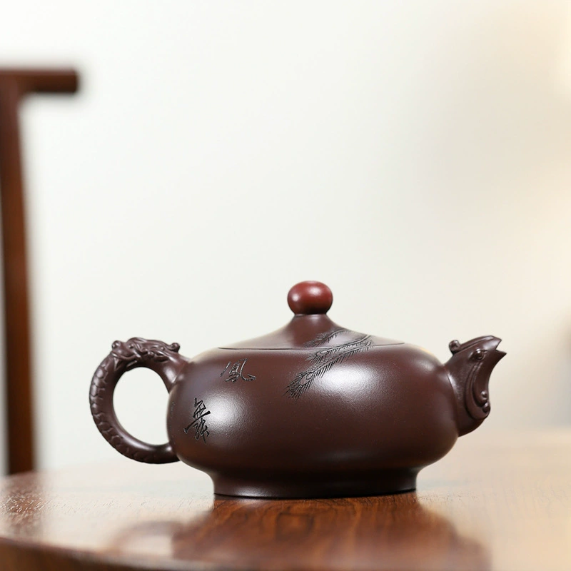 Pure Handmade Good Fortune Rising Zisha Kung Fu Teapot - Image 4