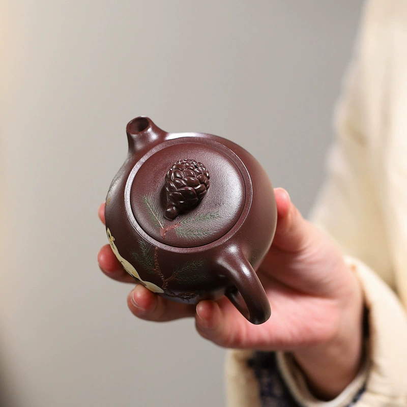 Squirrel Decor Zisha Teapot Home Tea Set - Image 4