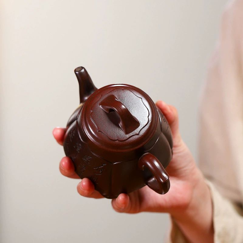 Square Lotus Yixing Zisha Teapot Home Gongfu Tea Set - Image 4
