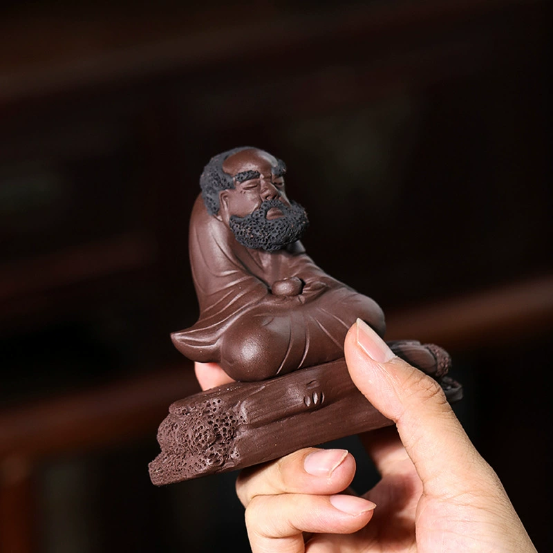 Meditating Bodhidharma Zisha Tea Pet Ornament - Image 4