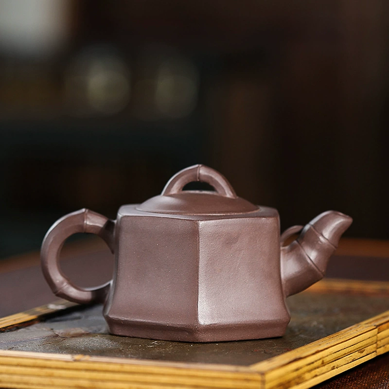 Hexagonal Bamboo Section Small Capacity Zisha Teapot - Image 5