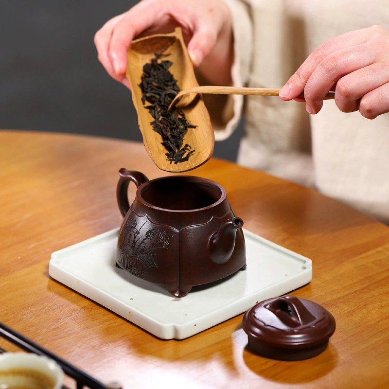 Square Lotus Yixing Zisha Teapot Home Gongfu Tea Set - Image 3