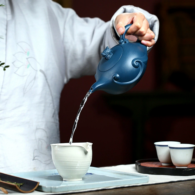 Handcrafted Large Size Majestic Dragon Purple Clay Teapot - Image 2