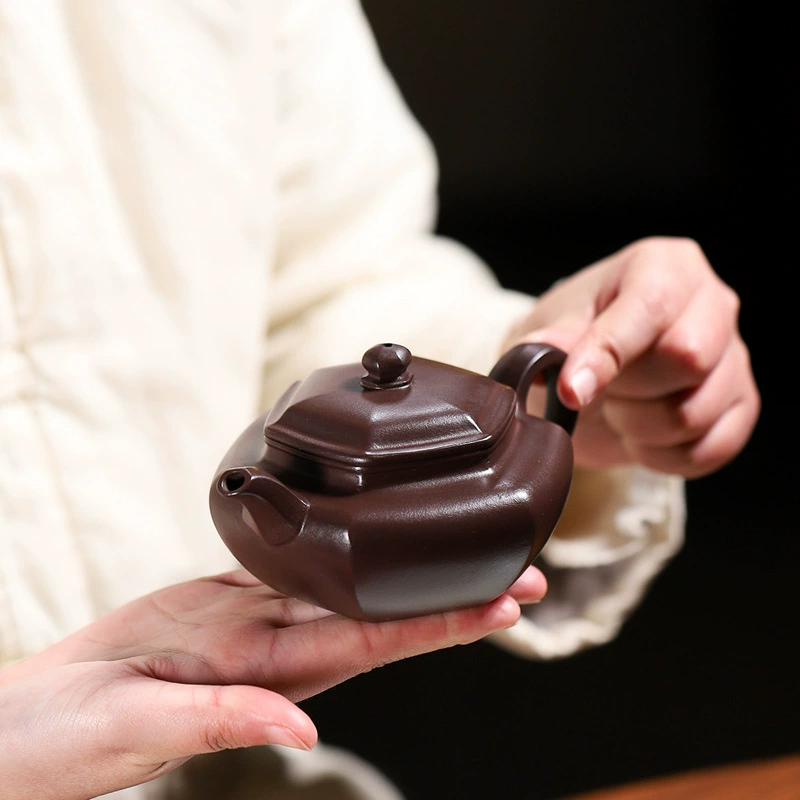 Handmade Hexagonal Antique Zisha Teapot for Home Kung Fu Tea - Image 3