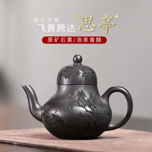 Lucky Fortune Siting Handmade Purple Clay Tea Pot