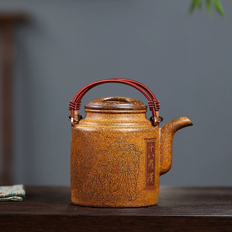 Large Capacity Pure Handmade Yangtong Handle Yixing Zisha Teapot - Image 4