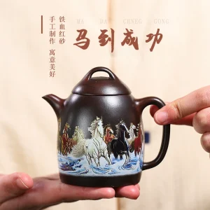 Success Arrives Soon Zisha Teapot with Horse Design