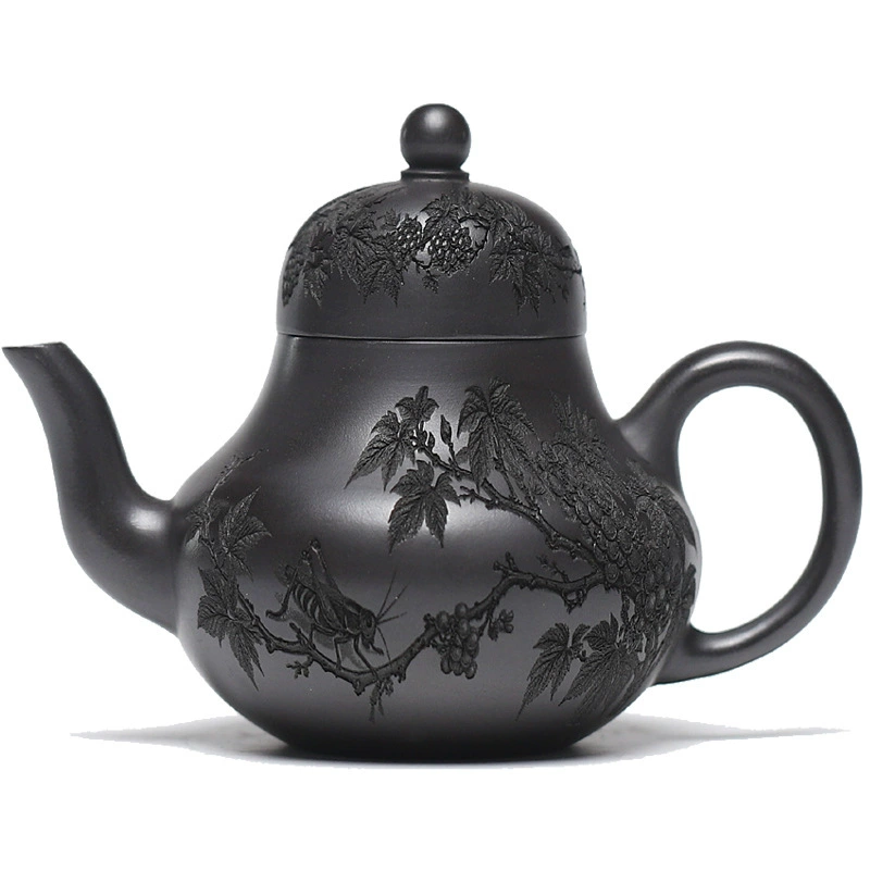 Fully Handmade Flat Xishi Yixing Zisha Teapot Home Kung Fu Tea Set - Image 2
