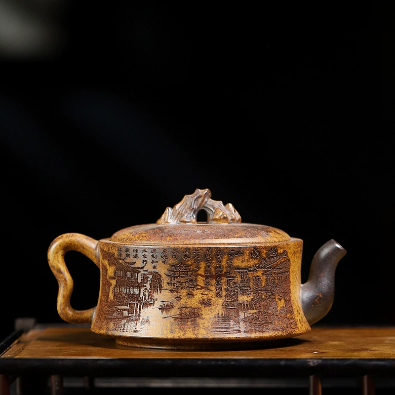 Classic Spirit Stone Shape Handmade Purple Clay Teapot - Image 5