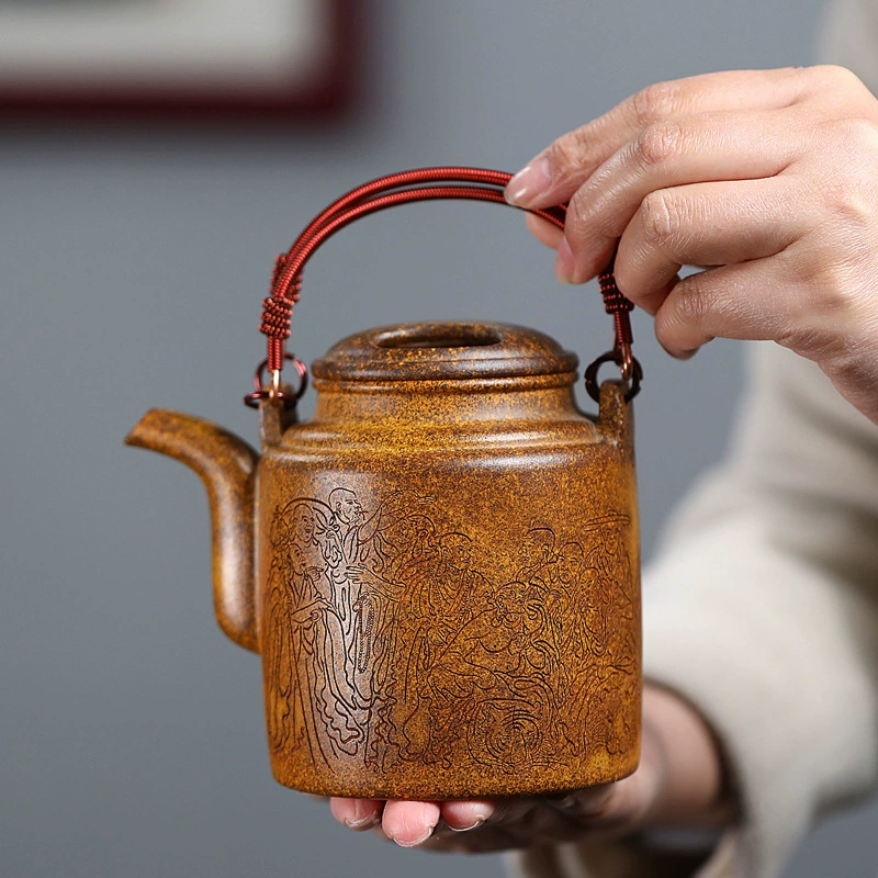 Large Capacity Pure Handmade Yangtong Handle Yixing Zisha Teapot - Image 3