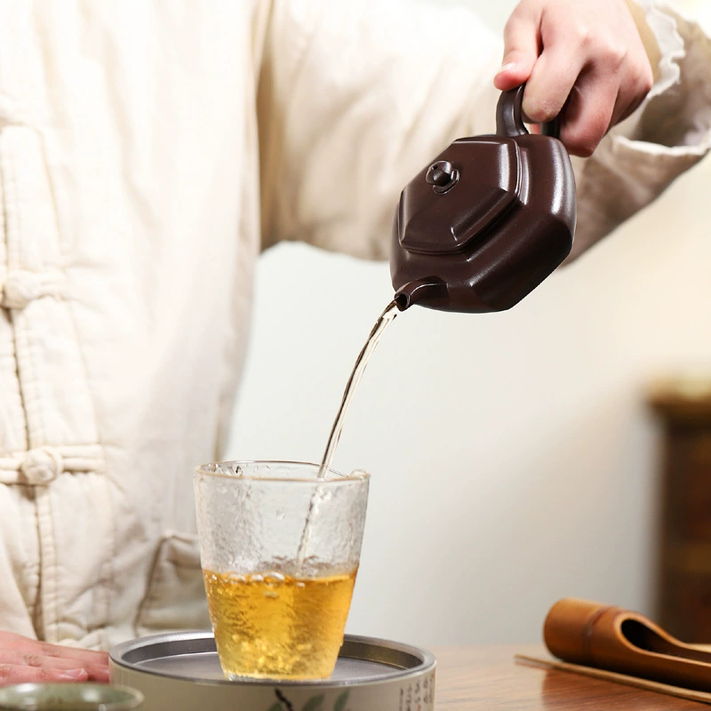 Handmade Hexagonal Antique Zisha Teapot for Home Kung Fu Tea - Image 2