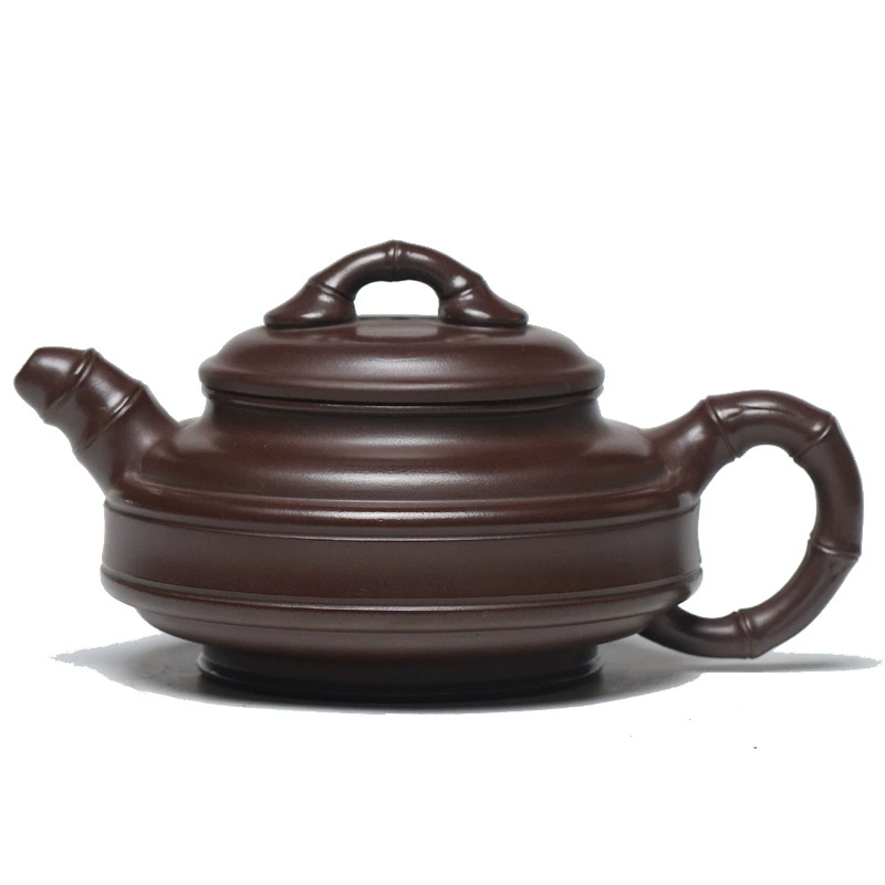 Handmade Double Rim Bamboo Drum Purple Clay Brewing Teapot - Image 5