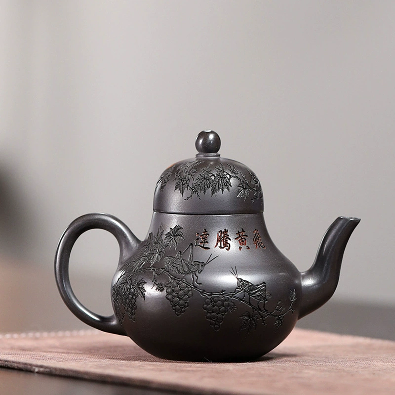 Lucky Fortune Siting Handmade Purple Clay Tea Pot - Image 5