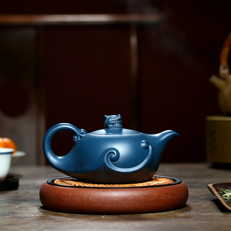 Handcrafted Large Size Majestic Dragon Purple Clay Teapot - Image 4