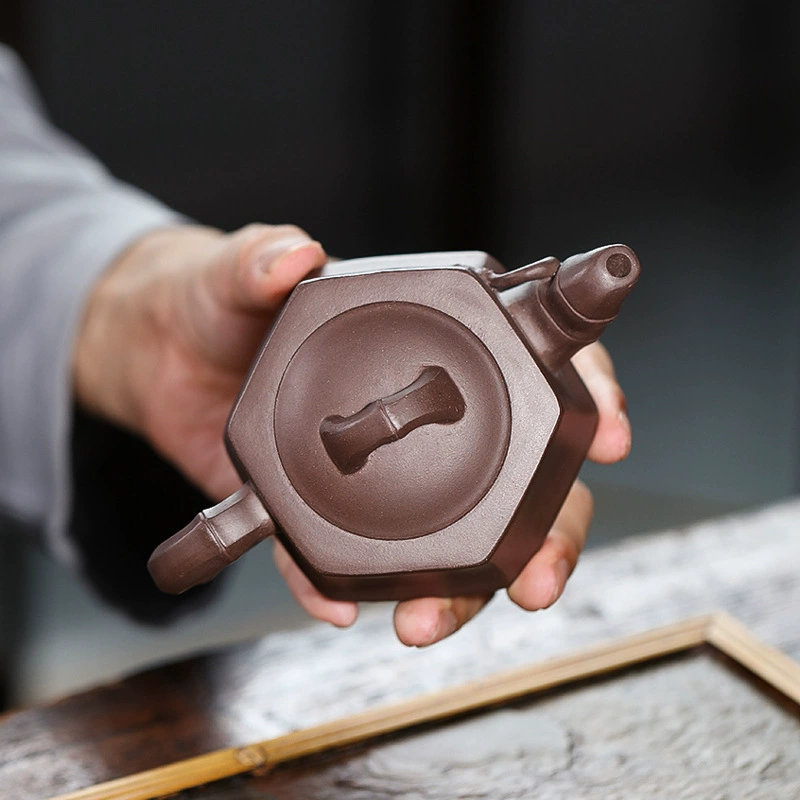 Hexagonal Bamboo Section Small Capacity Zisha Teapot - Image 4