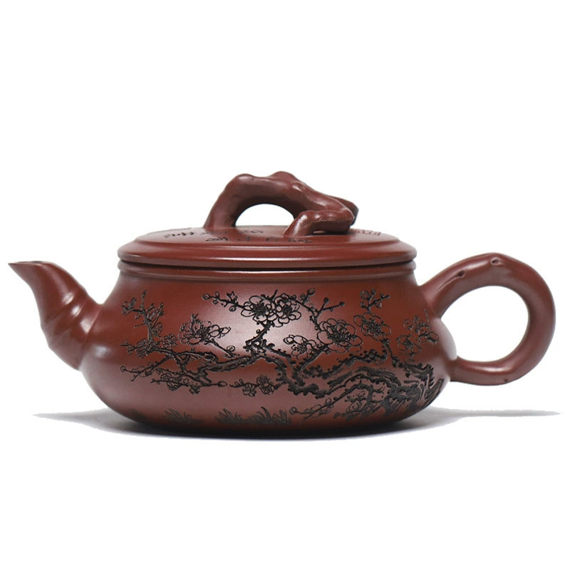 Pure Handmade Cold Charm Flat Drum Yixing Zisha Teapot - Image 5