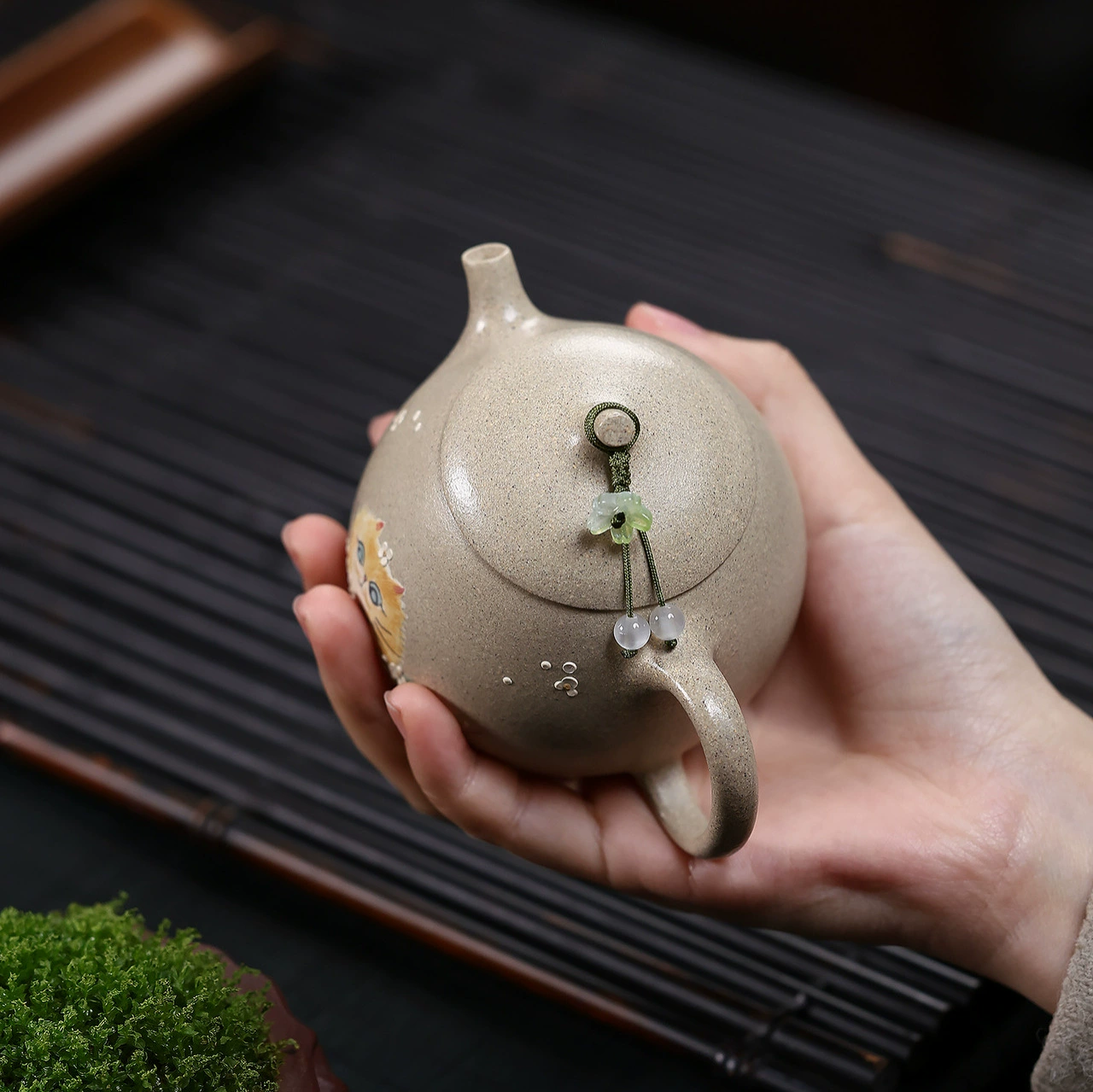 Purple Clay Teapot (Exquisite Cat & Eggplant Pattern) - Image 4