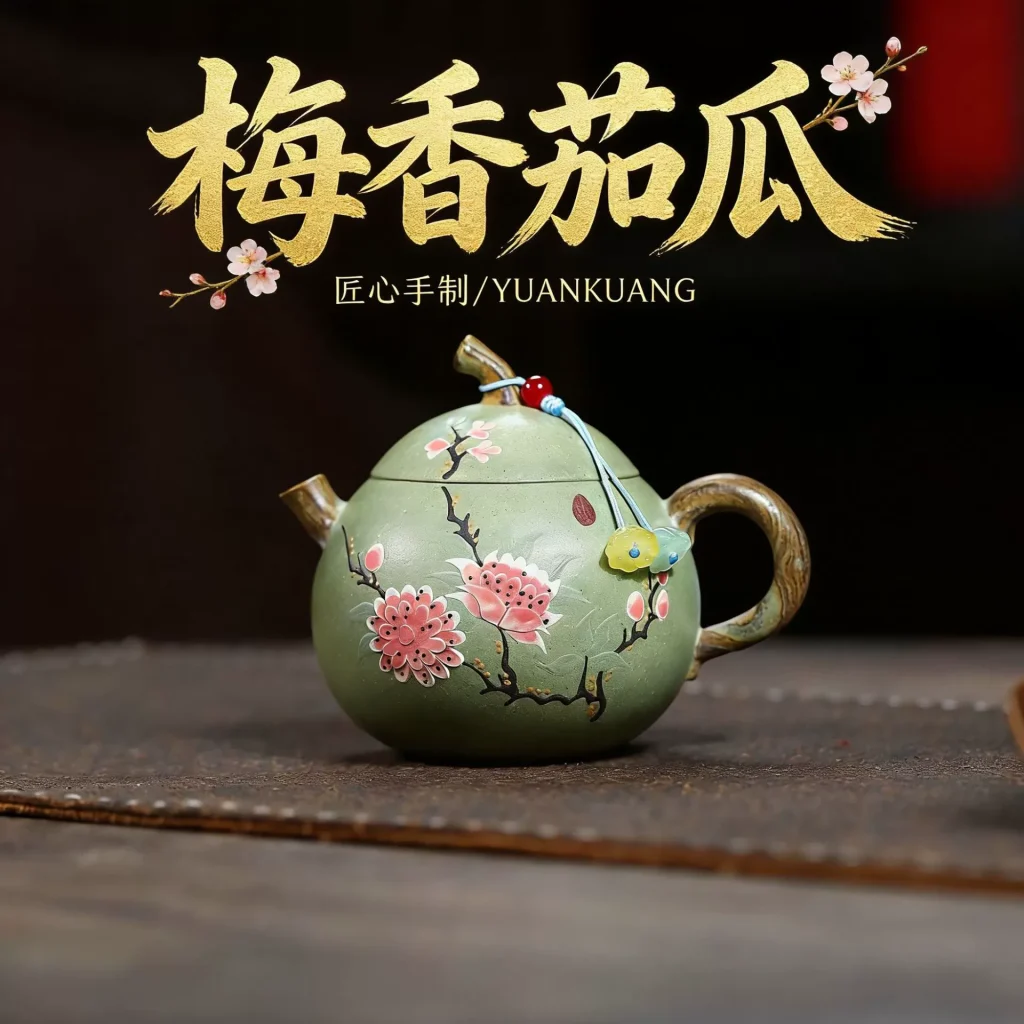 Chinese Tea Kettles Semi Handmade Pea Green Zisha Teapot