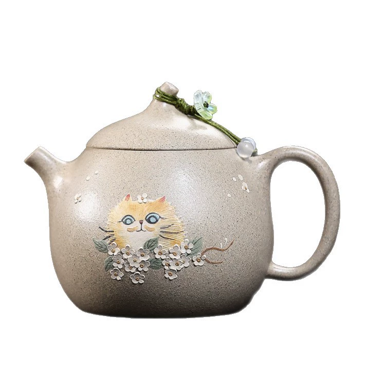 Purple Clay Teapot (Exquisite Cat & Eggplant Pattern) - Image 2